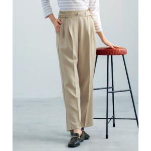 ホワイトジョーラ WHITE JOOLA 【 サッシュベルト付 】センタープレス・タックワイドストレートパンツ （ベージュ）