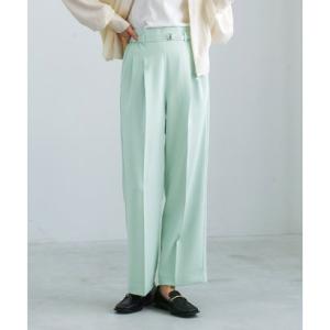ホワイトジョーラ WHITE JOOLA 【 サッシュベルト付 】センタープレス・タックワイドストレートパンツ （ミント）