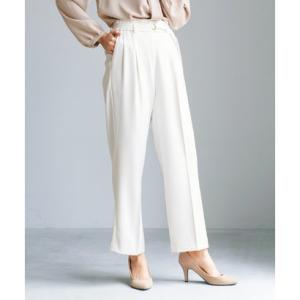 ホワイトジョーラ WHITE JOOLA 【 サッシュベルト付 】センタープレス・タックワイドストレートパンツ （ホワイト）
