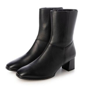 【本革 / 日本製 / 3E】 ウィズウィズ with width 抗菌加工防水レザーショートブーツ （BLK）