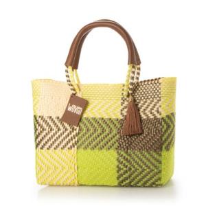 ウーヴン WOVEN メルカドバッグ かごバッグ （BEIGE NEON GREEN ORO）