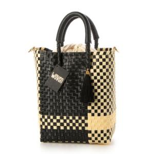 ウーヴン WOVEN ミニショルダーかごバッグ sh-toto-bl-cream （BLACK CREAM）｜locondo-shopping