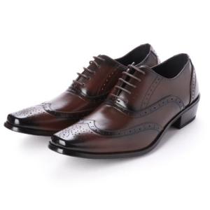 ジーノ ZEENO ビジネスシューズ 靴 メンズ 紳士靴 フォーマル ウイングチップ レースアップ 内羽根 シークレットシューズ ロングノーズ （ダー
