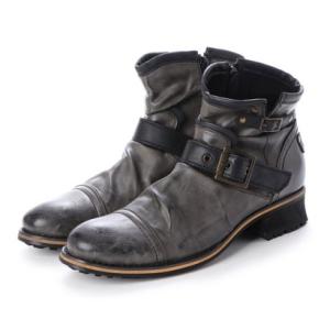 ジーノ ZEENO メンズブーツ ドレープブーツ エンジニアブーツ ショートブーツ ジップアップ 靴 メンズシューズ （グレー）