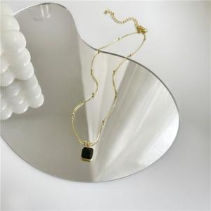 ゾエ ジェンコ Zoe Jenko ブラックストーンゴールドチェーンネックレス 9768