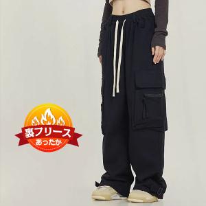 裏起毛 ワイドパンツ カーゴパンツ レディース あったかパンツ 暖かパンツ 暖パン 防寒パンツ 登山パンツ アウトドア 厚手 防風保温 ウエストゴム 30代40代