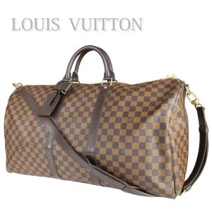 【中古】LOUIS VUITTON ルイヴィトン キーポル バンドリエール55 メンズ レディース ブラウン 茶 ダミエエベヌ ボストンバッグ 旅行バッグ 大容量収納 N41414