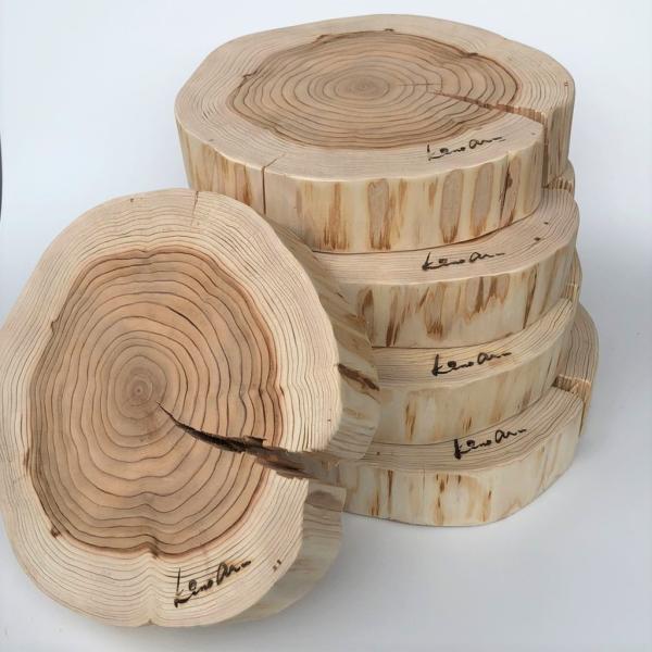 杉　丸太皮なしスライス　5枚セット