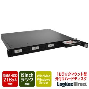 1Uラックマウント 外付け HDD WD Red Plus 2TB ×4台 19インチ NAS USB3.1(Gen1) / USB3.0 ロジテック LHD-1U4B080U3R 受注生産品 納期目安3〜4週間｜logitec