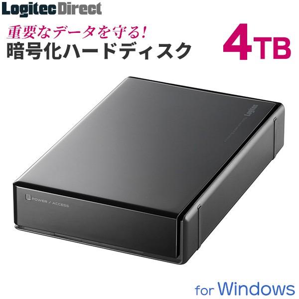 外付け HDD 4TB ハードウェア暗号化ハードディスク セキュリティー Windows用 USB3...