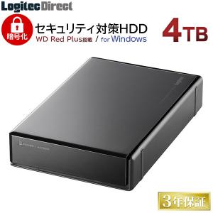 信頼の WD Red Plus 搭載 セキュリティ 対策 ハードウェア 暗号化 ハードディスク 4TB 外付け HDD Windows用 パスワードロック ロジテック LHD-EN40U3BSR｜logitec