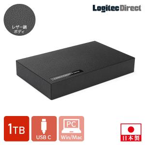 Type-C 高速 レザー加工 外付けHDD 1TB 小型 ポータブル 2.5インチ PC テレビ録画 USB3.1(Gen1) / USB3.0 ハードディスク 日本製 ロジテック LHD-PBR10UCBK｜logitec