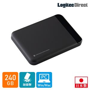 外付けSSD ポータブル [日本製/高耐久/小型] 240GB ロジテック USB3.1 Gen1 LMD-PBL240U3BK  ロジテック t｜logitec