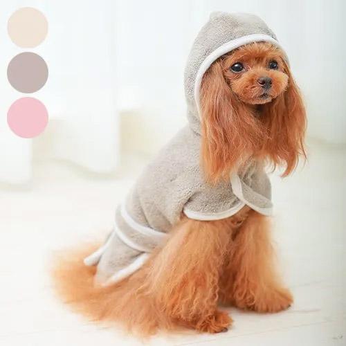 kuPla kuPla クプラクプラ ワンちゃんおもいのバスローブ 犬用 Sサイズ アイボリー/グレ...