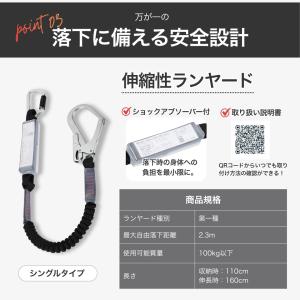 フルハーネスセット (シングルランヤード伸縮式...の詳細画像5