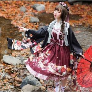 6色 花柄 和ロリ羽織り 春秋 秋冬 春物 着物 プリント