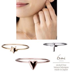 リング 日本製 ピンキーリング 指輪 金属アレルギー対応 ニッケルフリーシルバー ゴールド ピンクゴールド クラフト メタル ハート スター 星 クロス 十字架