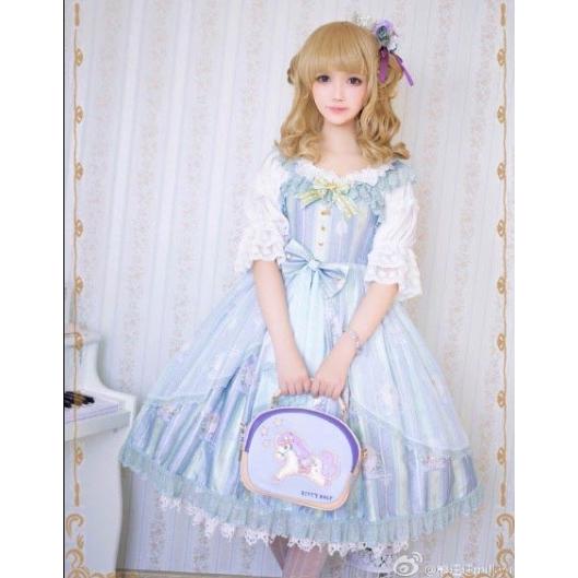 【即納 現品限り】春夏 ロリータジャンパースカート JPS 甘ロリ フリル レース リボン フロント...