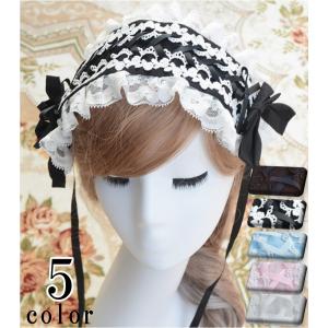 ロリータ クロスリボンヘッドドレス りぼん レース