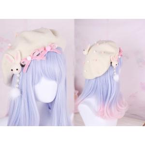 ロリータ服 小さなうさぎのベレー帽 ベレー帽のみ 甘ロリ リボン かわいい ロリータ服 ロリータファッション ロリィタ うさぎ 帽子