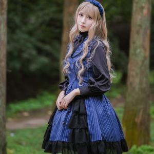 ロリータ服 ネイビーストライプ制服風ベスト ベストのみ クラシカル ストライプ クラロリ