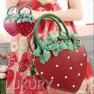 いちごバッグ 2色 通年 春物 かわいい パール ビジュー