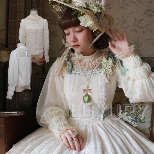 【納期40日】ロリータ服 ロリータファッションブラウス2色 miss point 長袖 シフォン 刺...