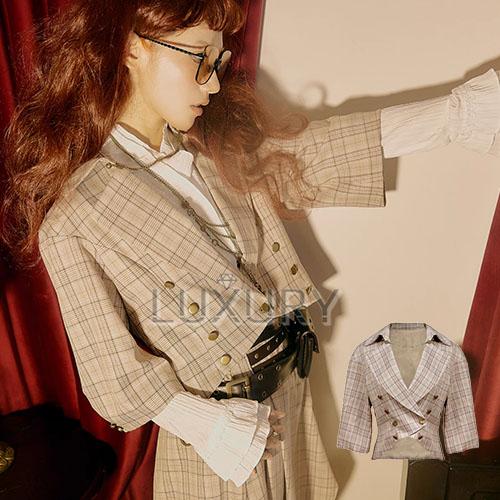 クラシカルロリータ クラロリ ジャケット アウター のみ チェック柄 長袖 レトロ 英国風 上品 優...