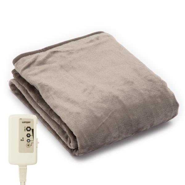 ライフジョイ 電気ひざ掛け 日本製 グレー 140cm×80cm 電気毛布 洗える 両面フ