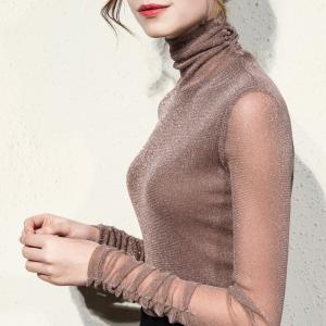 長袖 タートルネック トップス 春秋 キラキラ レディース