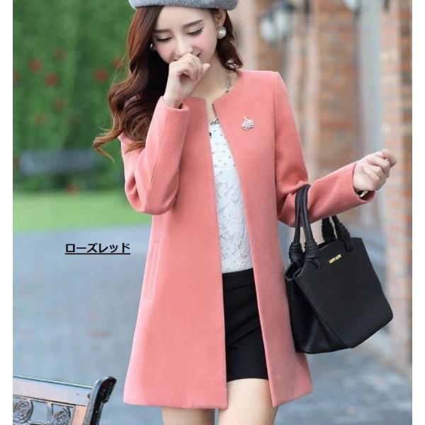 コート ノーカラーコート ウール ビタミンカラー 長袖 ミニ丈 アウター オシャレ防寒 ビビッドカラ...