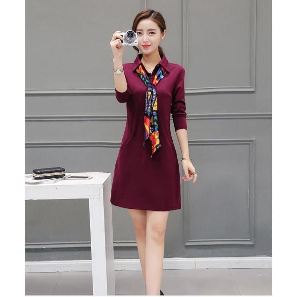 ワンピース チュニック ミニ丈ワンピース 長袖 春新商品 エレガント モード系 大人ワンピース レデ...