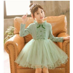 長袖 レース 女の子ワンピース 長袖ワンピース レースドレス 入学式 子供服 結婚式 発表会 卒業式...