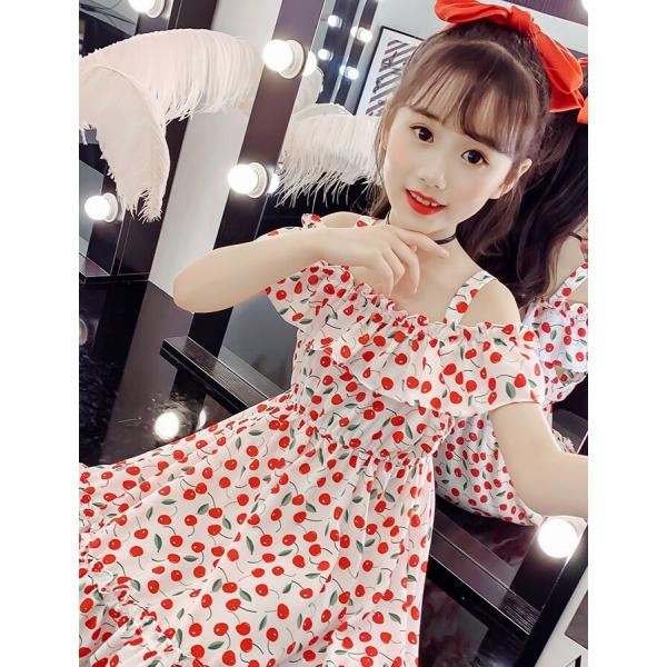 即納 ワンピース 女の子 おしゃれ 子供服 肩出し 花柄フリルワンピース 小学生 ひざ上 花柄 華や...