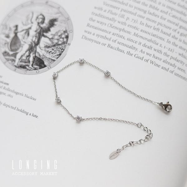 ブレスレット ステンレス レディース シルバー ジルコニア 16+4cm 金属アレルギー対応 Sta...