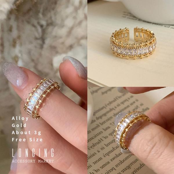 リング 指輪 レディース ジルコニア ゴールド フリーサイズ