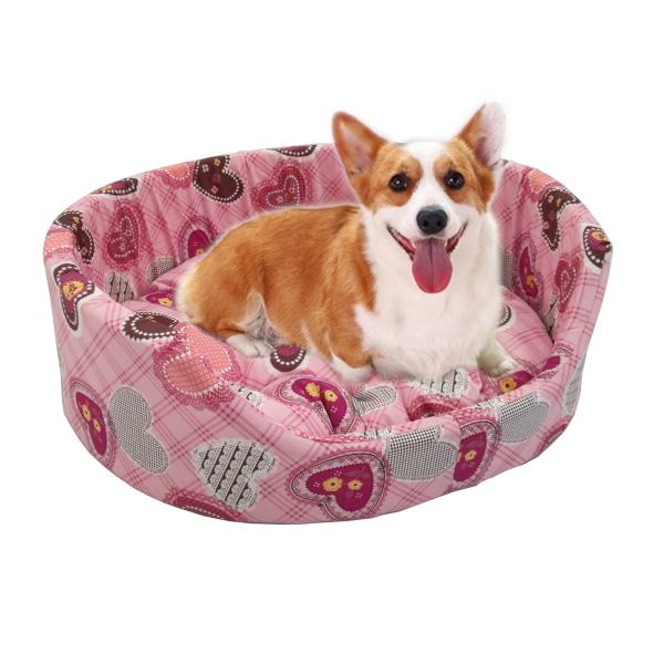 ペットベッド　Ｌサイズ　中型犬用　日本製　ハート柄　ピンク 国産 ネコ用ベッド 綿100％ 丸洗いＯ...