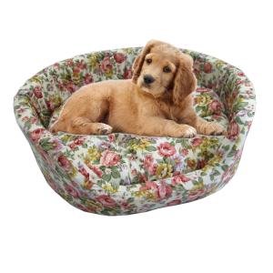 ペットベッド　Ｍサイズ　小型犬用　花柄　フローラ　日本製 洗える 犬用ベッド 国産 ネコ用ベッド 綿100％ 丸洗いＯＫ クッション取り外せる ペットソファー