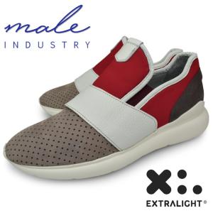 male INDUSTRY SLIP-ON SNEAKER BISON メンズ スリッポン スニーカー ローカット 白 灰色 赤 おしゃれ トルコ 本革｜longpshoe