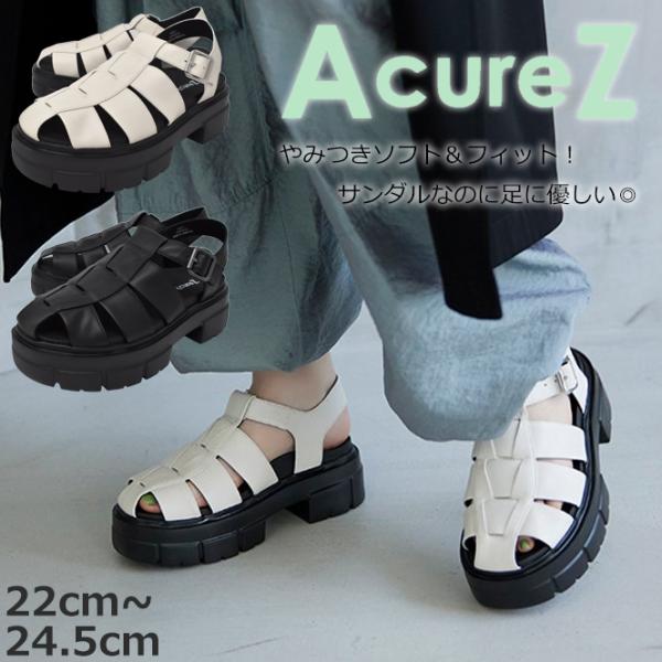 asics AcureZ グルカサンダル レディース ストラップサンダル ベルトサンダル 厚底 3E...
