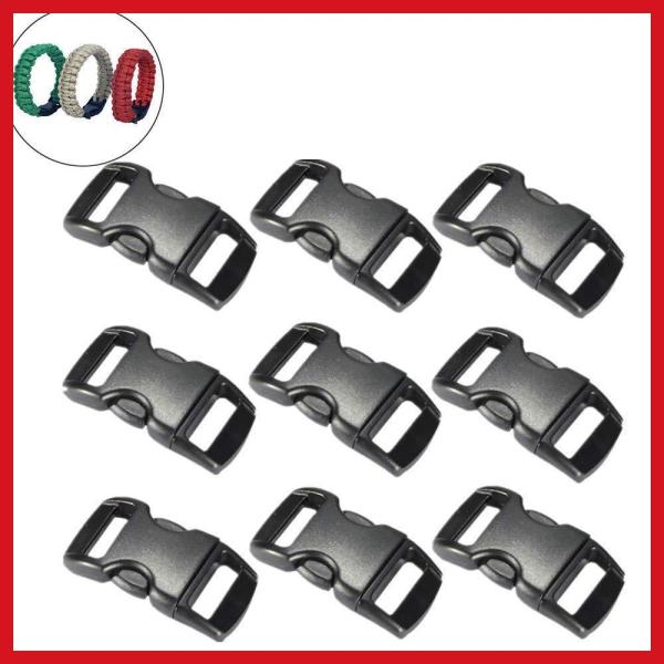 Kingsie サイドリリースバックル 30個 黒 プラスチック 10mm ストラップ用 差し込みバ...