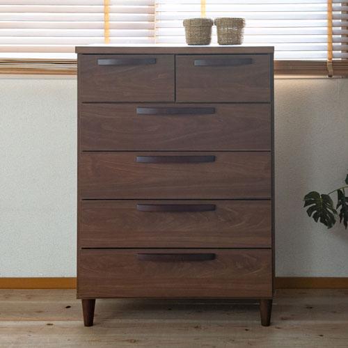 ハイチェスト 5段 幅70×奥行40×高さ99.5cm ブラウン リビングチェスト タンス おしゃれ...