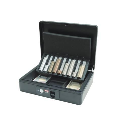 手提金庫 シリンダー錠 幅300×奥行230×高さ89mm セキュリティボックス キャッシュボックス...