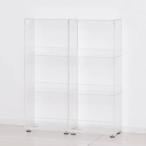 コミック収納 2個セット アクリル 3段 幅26×奥行13.4×高さ62cm 本棚 マガジンラック ...