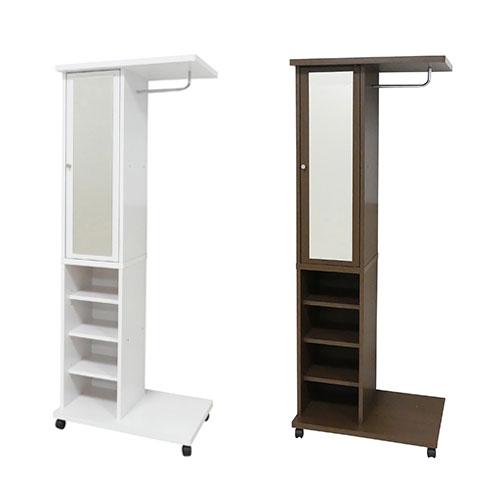 ハンガーラック コートハンガー 洋服掛け ミラー付き キャスター付き 幅60×奥行40×高さ156c...