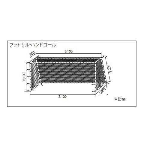 フットサル・ハンドゴール兼用ネット キャッチネット付 日本ハンドボール協会検定品 角目 10cm ポ...