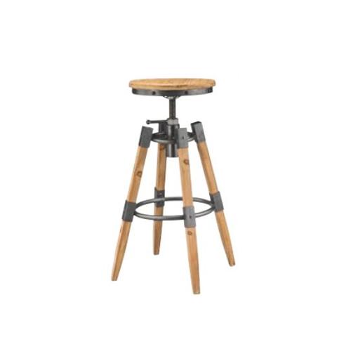 ハイスツール 木製チェア 丸椅子 背なしチェア 天然木チェア 昇降機能付 スツール ハイチェア バー...