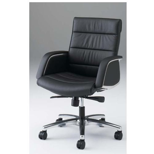 エグゼクティブチェア オカムラ シンプル 日本製 ローバック 肘付きチェア 革張りチェア デスクチェ...