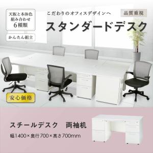 法人限定 オフィスデスク 両袖 幅1400×奥...の詳細画像1
