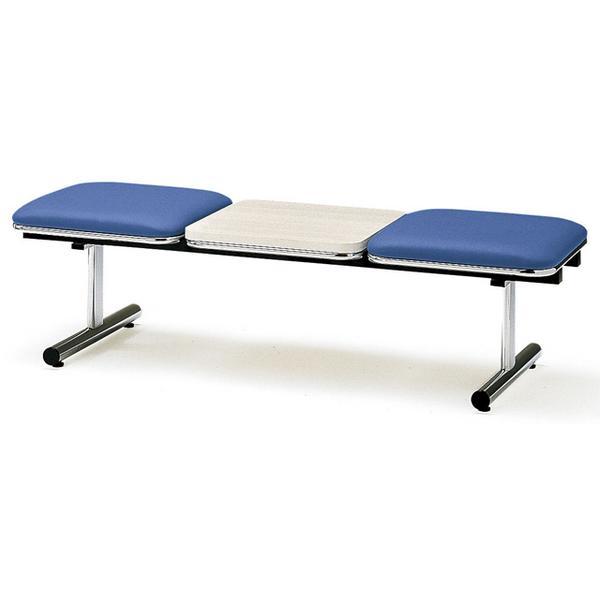 法人限定  ロビーチェア 2人掛け テーブル付き ベンチソファー 待合椅子 腰掛け 布張り 背なし ...